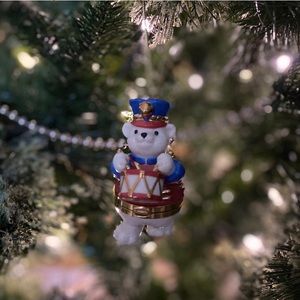 Lenox Drumming Bear Glass Christmas Ornament